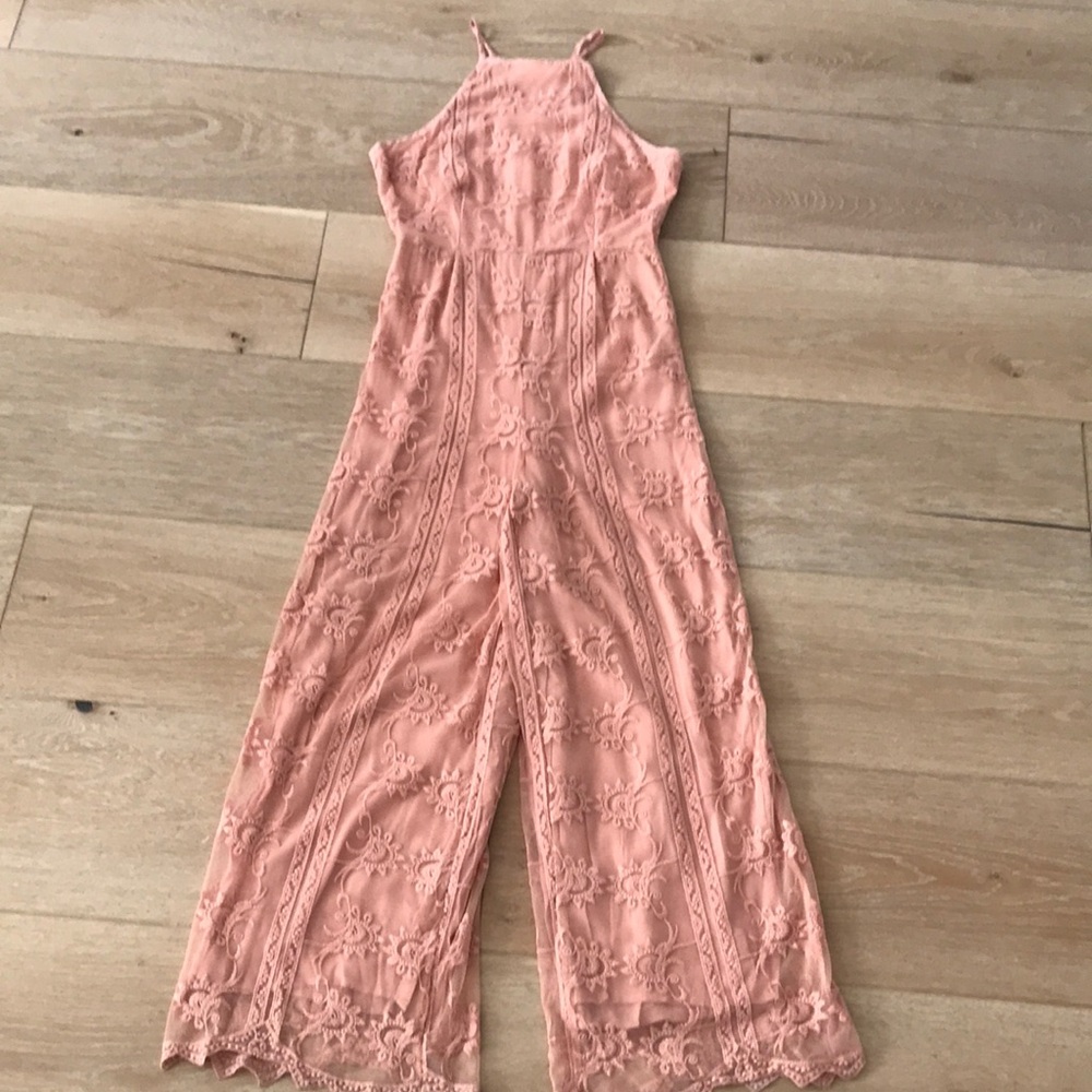 Elegant Lace Jumpsuit in Peach